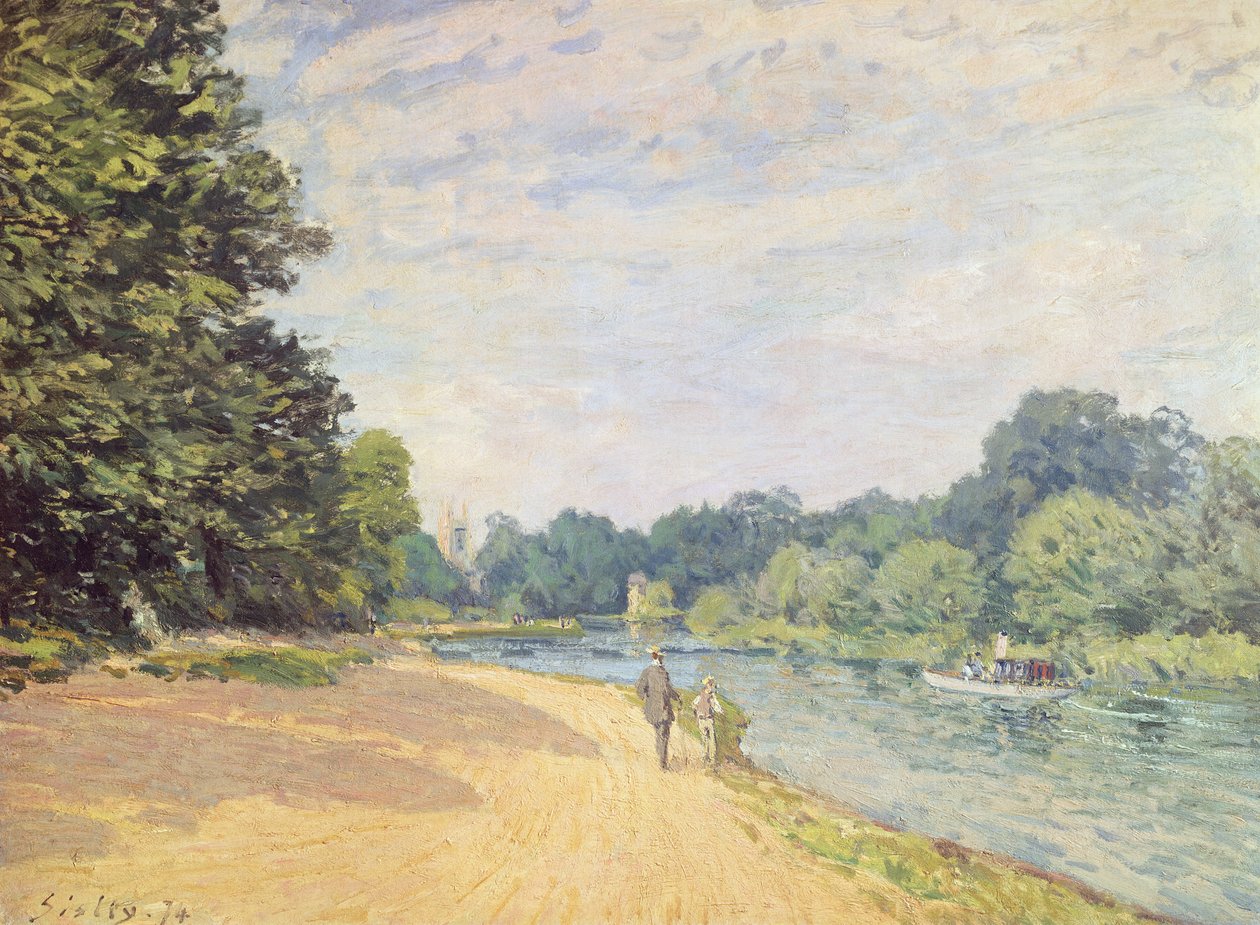 De Theems met Hampton Church, 1874 door Alfred Sisley