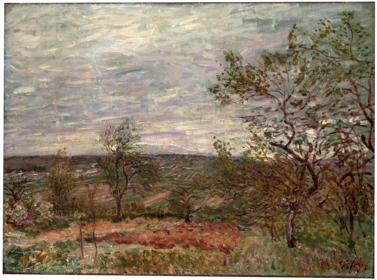 Winderige dag in Veneux door Alfred Sisley