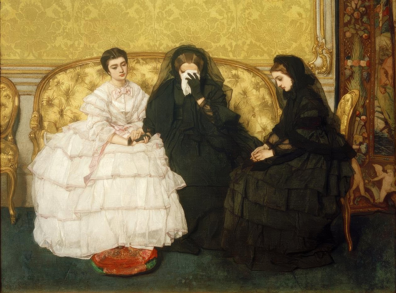 A. Stevens, Troost of Het condoleancebezoek door Alfred Emile Stevens
