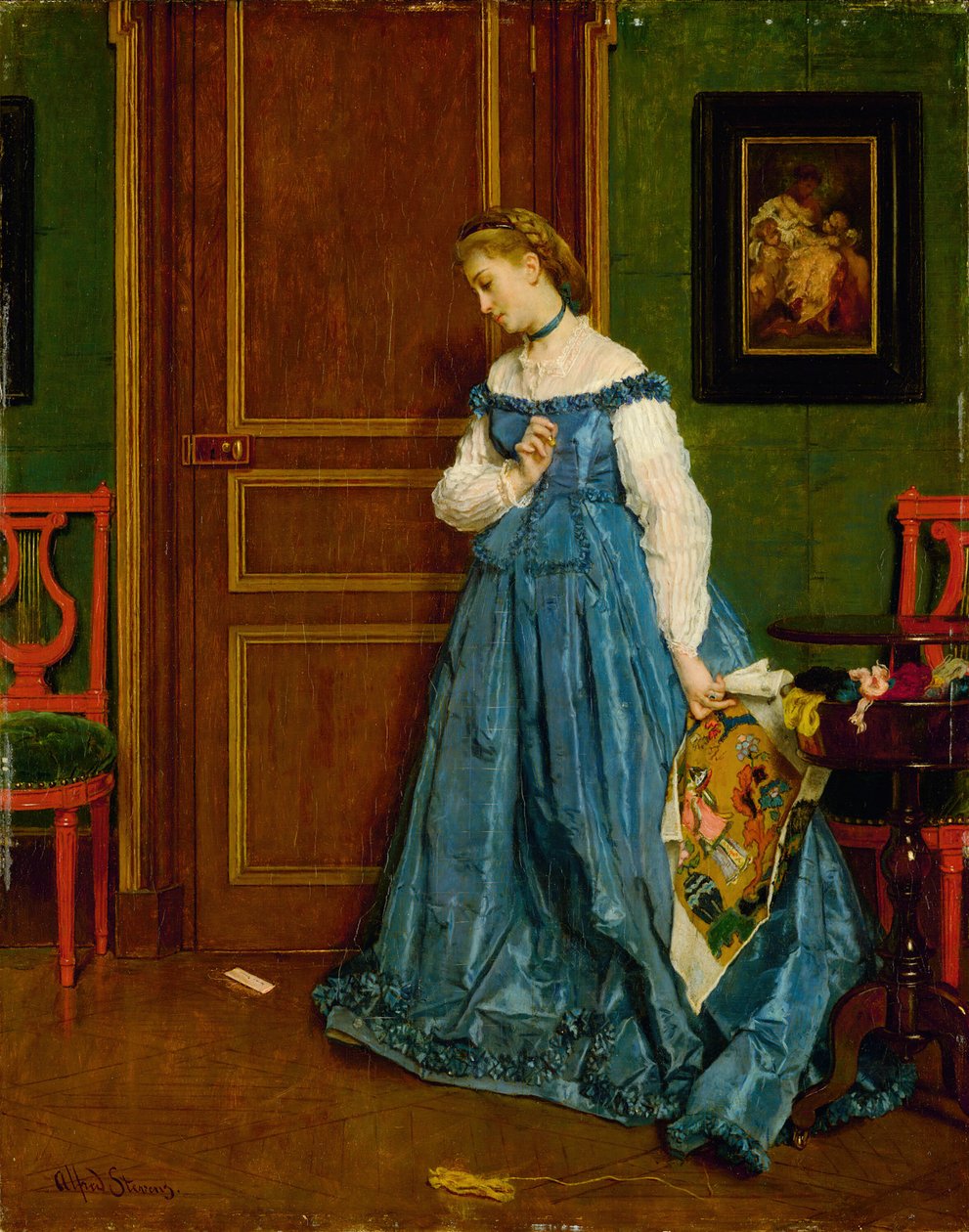 Aarzeling Madame Monteaux door Alfred Emile Stevens