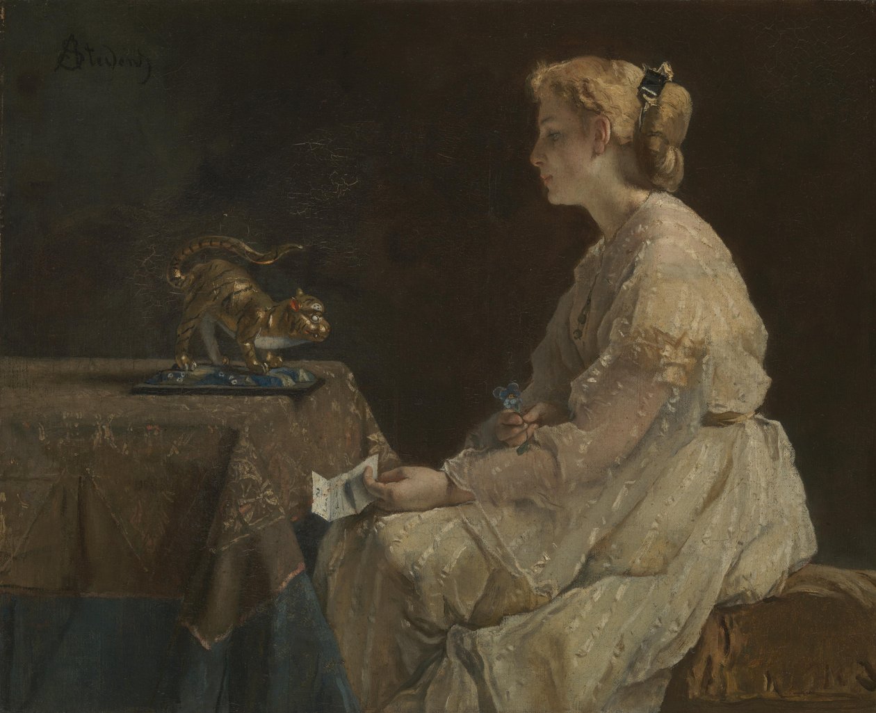 Het Geschenk, ca. 1870 door Alfred Emile Stevens