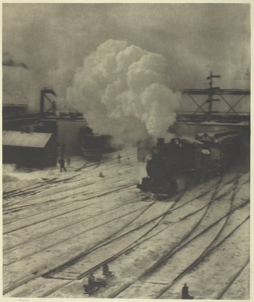 Het spoorwegemplacement, Winter door Alfred Stieglitz