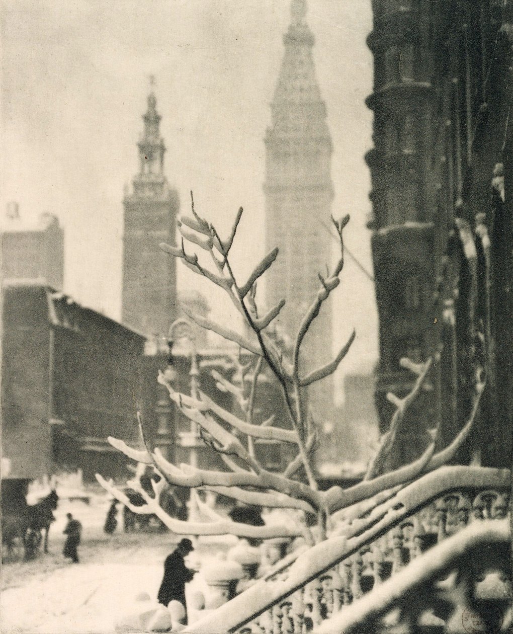 Twee torens - New York door Alfred Stieglitz