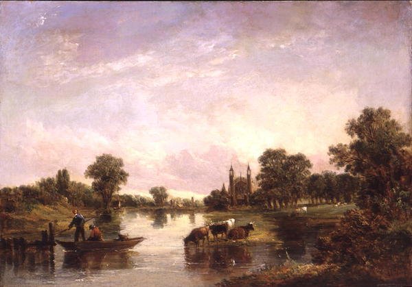 Uitzicht op Eton College vanaf de Theems door Alfred Vickers
