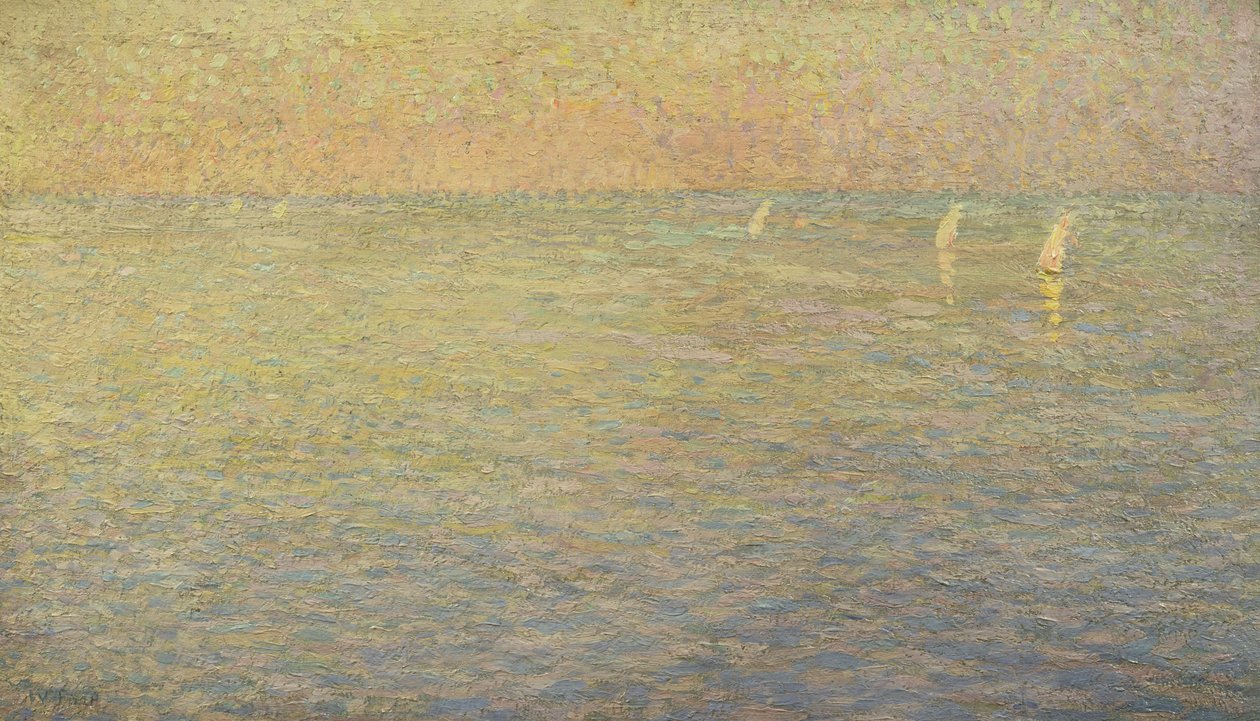 Boten op zee door Alfred William Finch