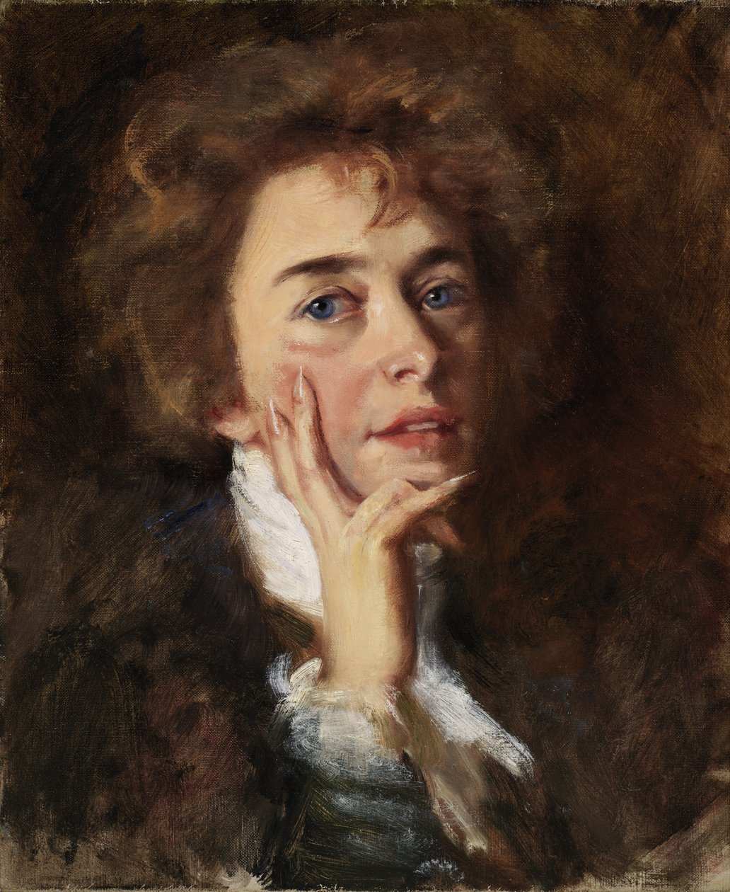 Zelfportret met Jabot, 1896 door Alice Pike Barney