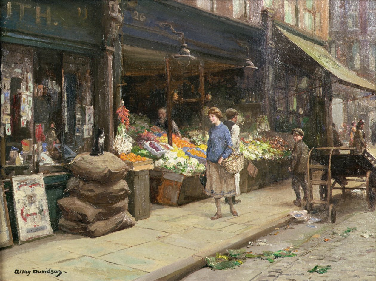 Een Straatmarkt in Londen door Allan Douglas Davidson
