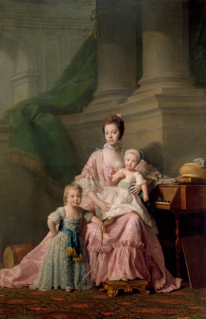 Koningin Charlotte met haar Twee Oudste Zonen door Allan Ramsay