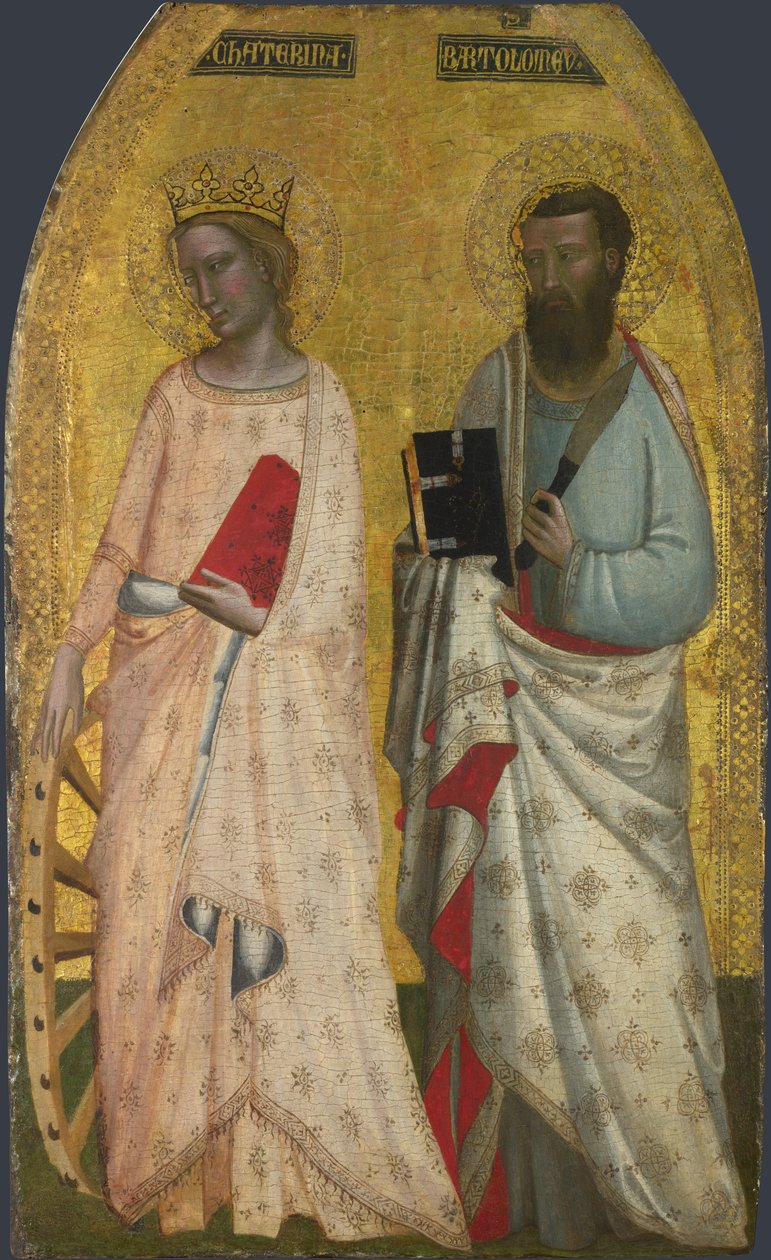 Heiligen Catharina en Bartholomeus door Allegretto Nuzi