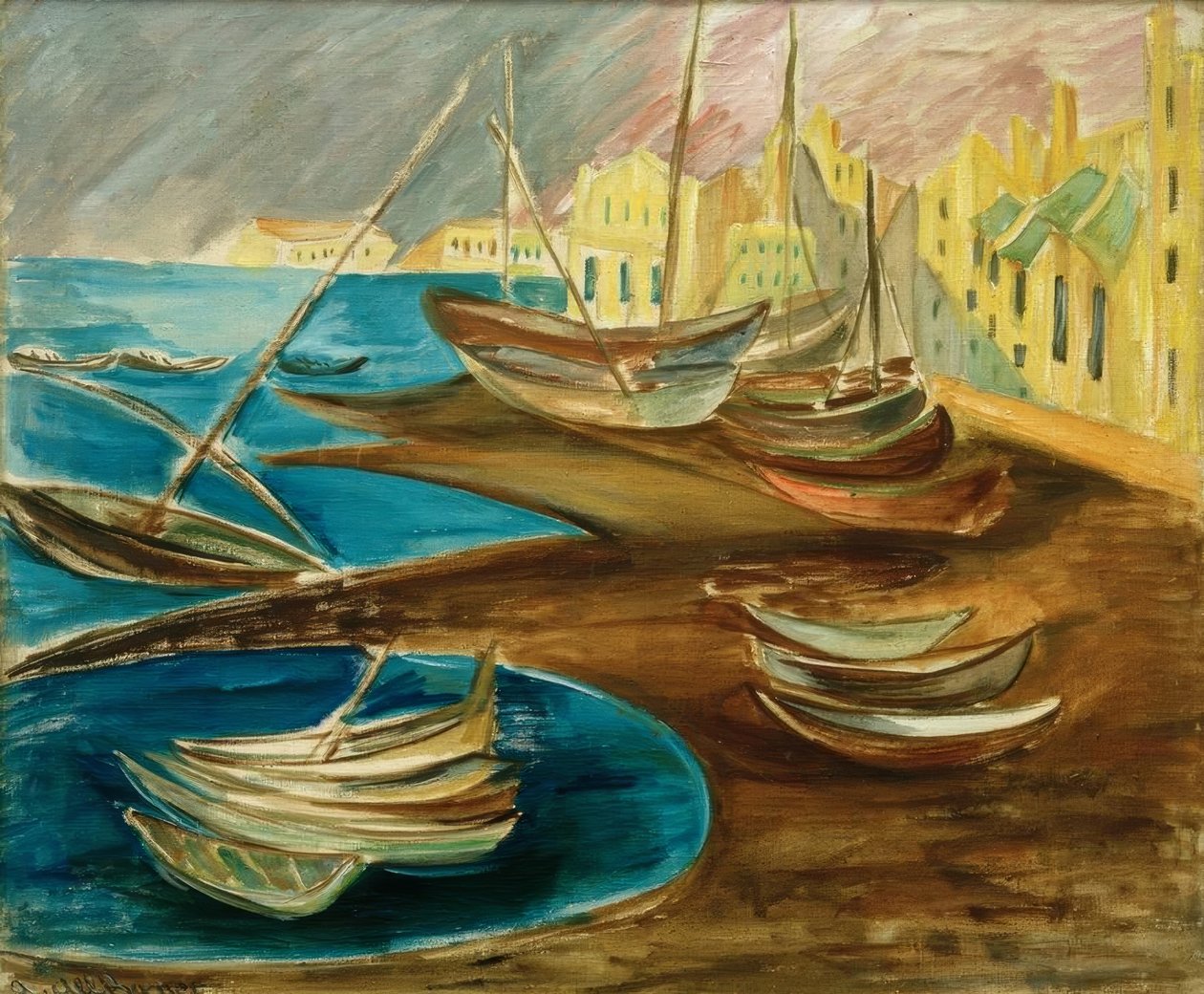 Vissersboten in de haven van Tarragona door Alma Del Banco