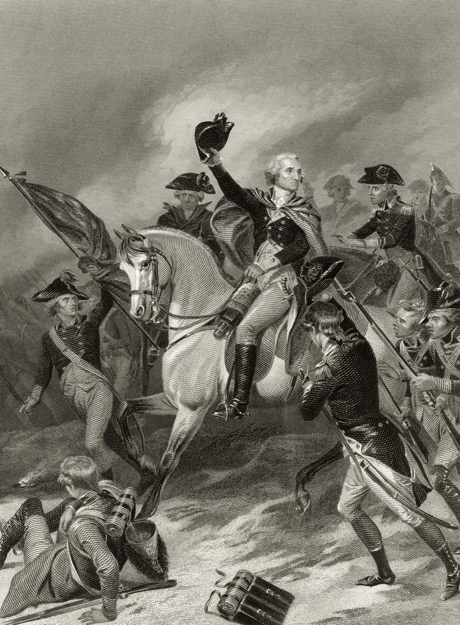 George Washington bij de Slag om Princeton, 3 januari 1777, uit 