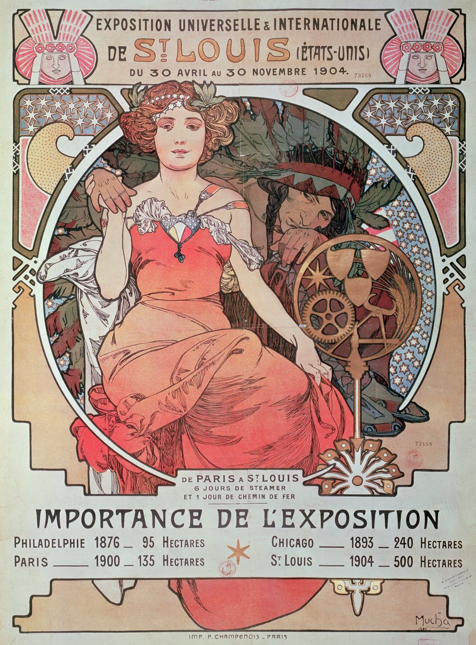 Een poster voor de Wereldtentoonstelling, St. Louis, Verenigde Staten, 1904 door Alphonse Mucha