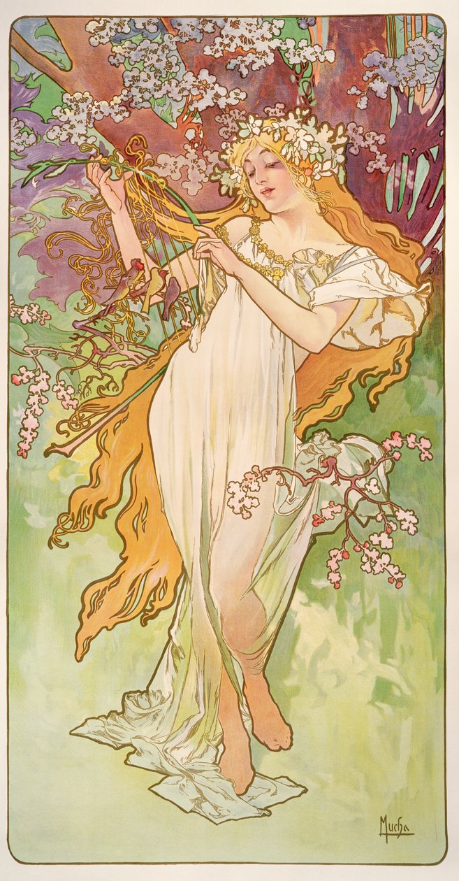 De Seizoenen: Lente door Alphonse Mucha