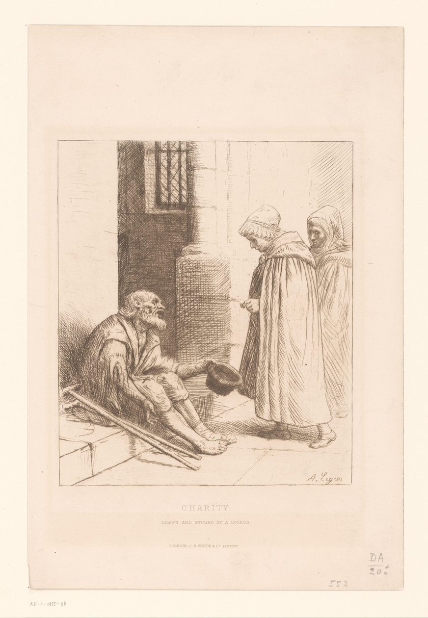 Bedelaar op een trap door Alphonse Legros