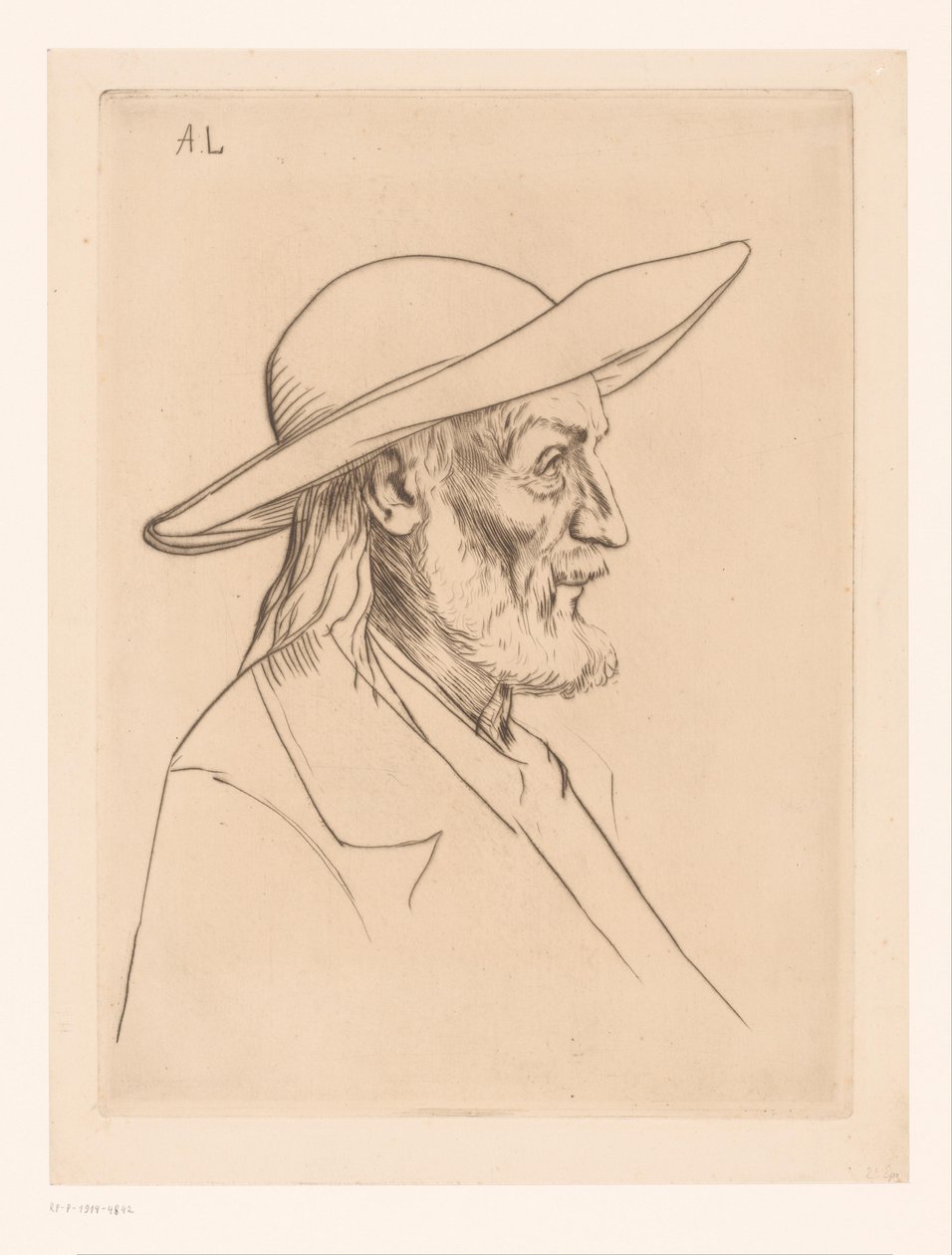 Bretonse man met hoed door Alphonse Legros