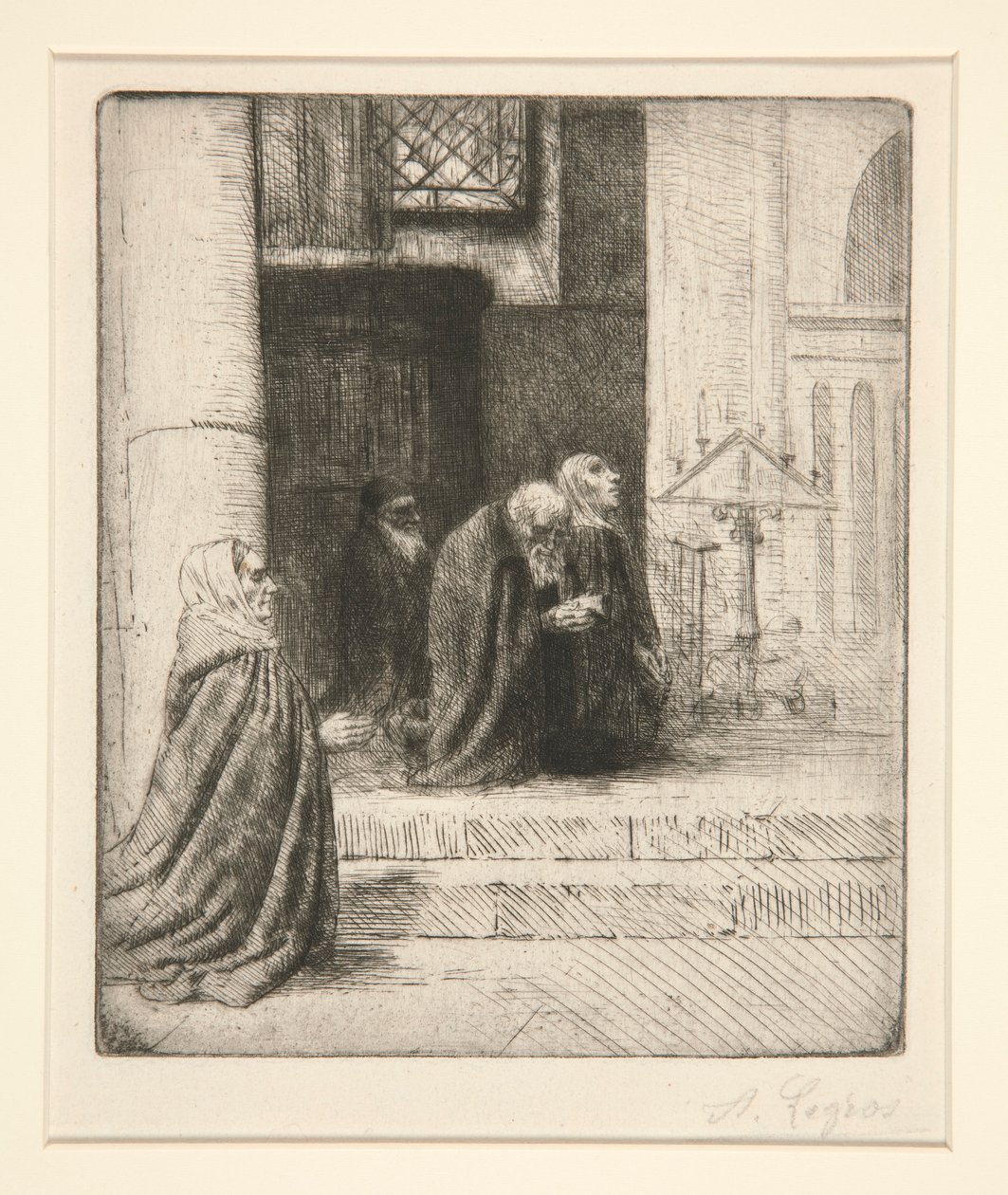 Kerkinterieur door Alphonse Legros