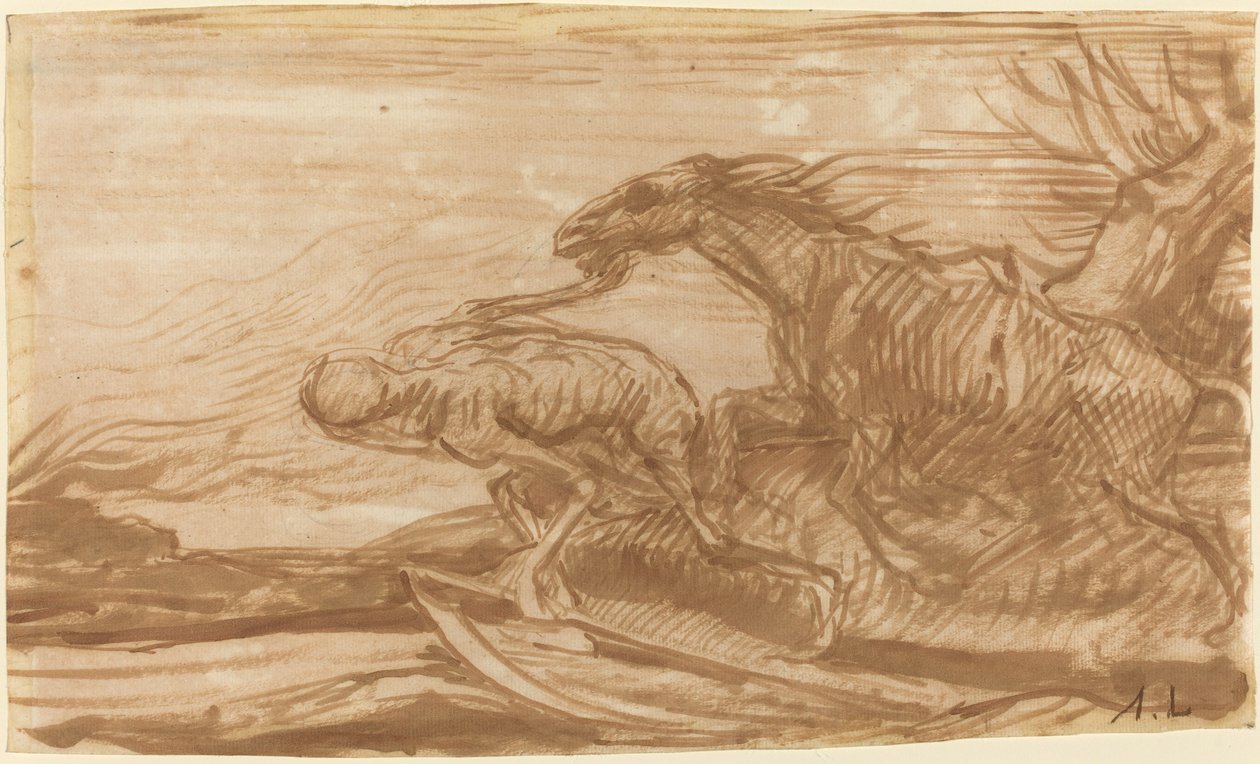 De Dood en Zijn Paard door Alphonse Legros