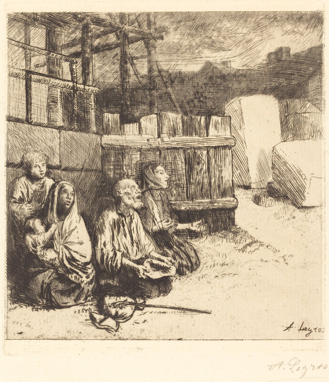 Engelse bedelaars Les mendiants anglais, 1875 door Alphonse Legros