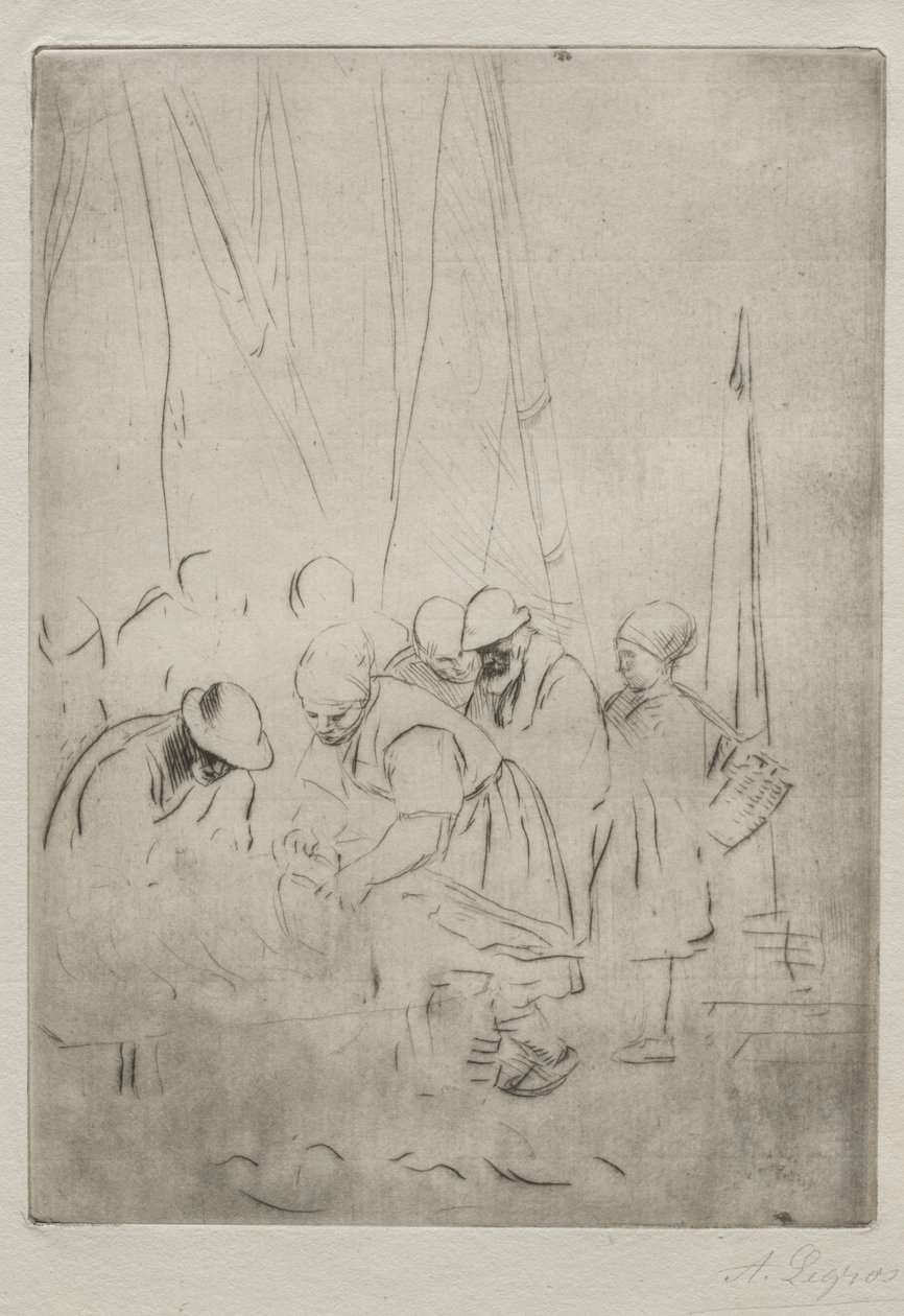 Vissers op de kade in Boulogne door Alphonse Legros