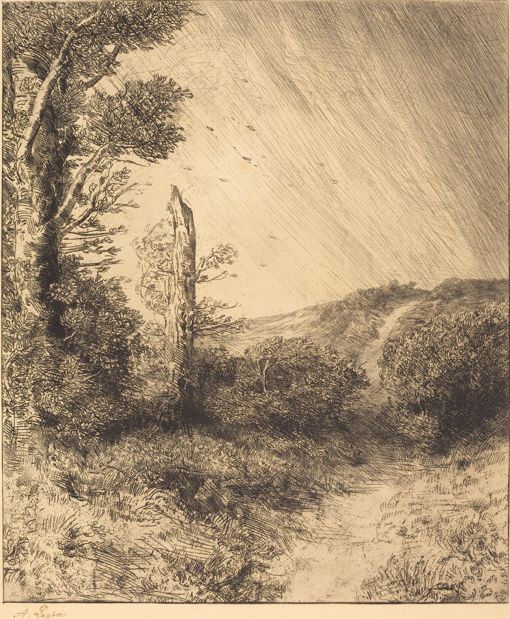 Windvlaag (Le coup de vent) door Alphonse Legros