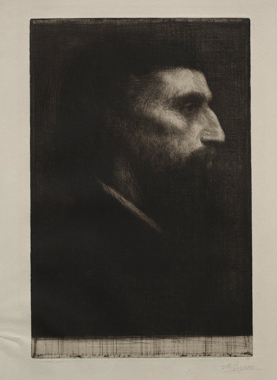 Hoofd van een man door Alphonse Legros