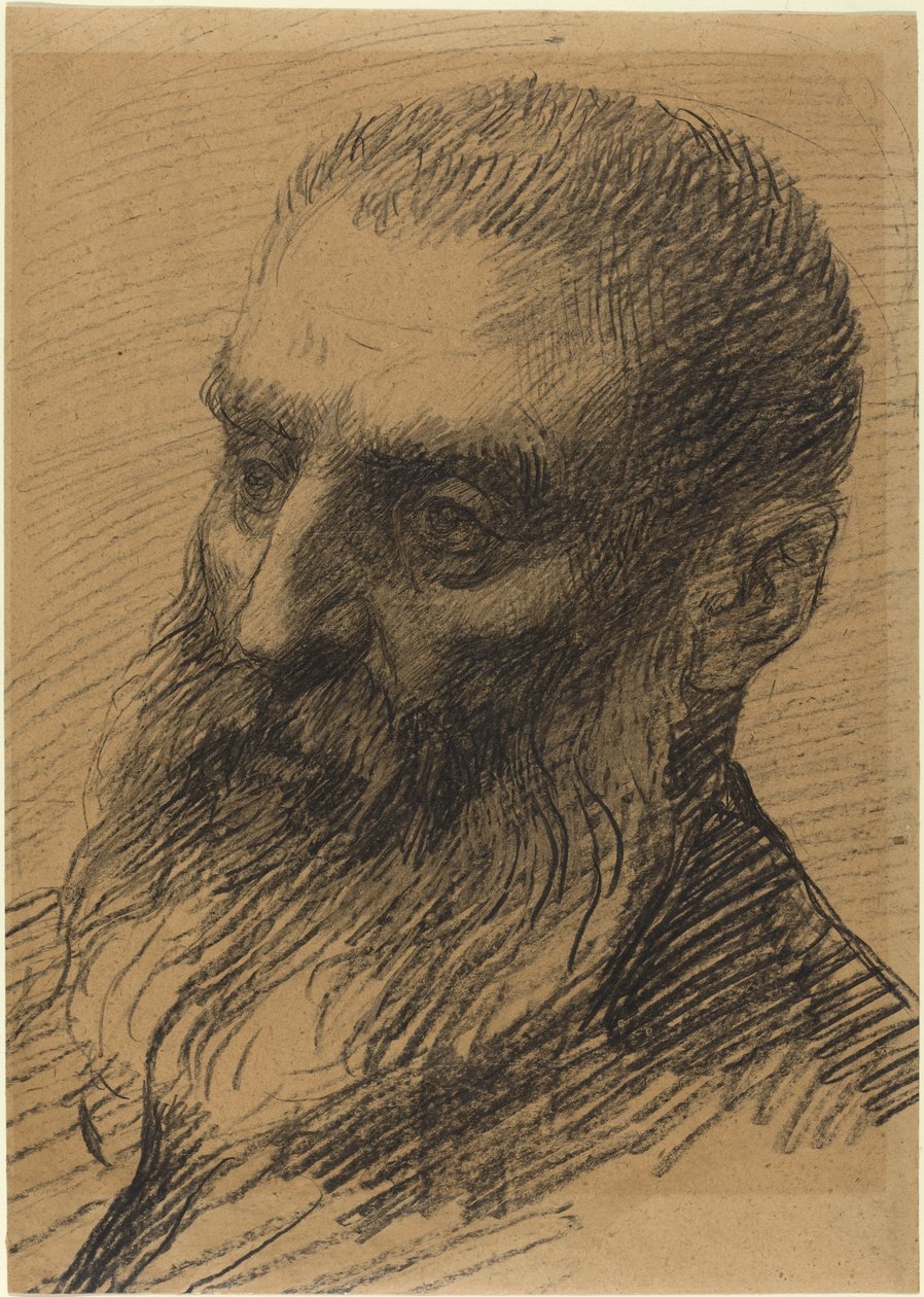 Hoofd van een man naar links gericht door Alphonse Legros