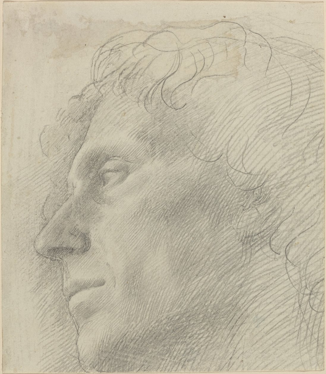 Hoofd van een man naar links gericht door Alphonse Legros