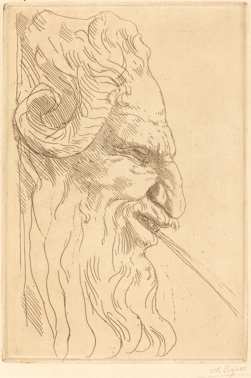 Hoofd van een sater (Tête de satyre) door Alphonse Legros