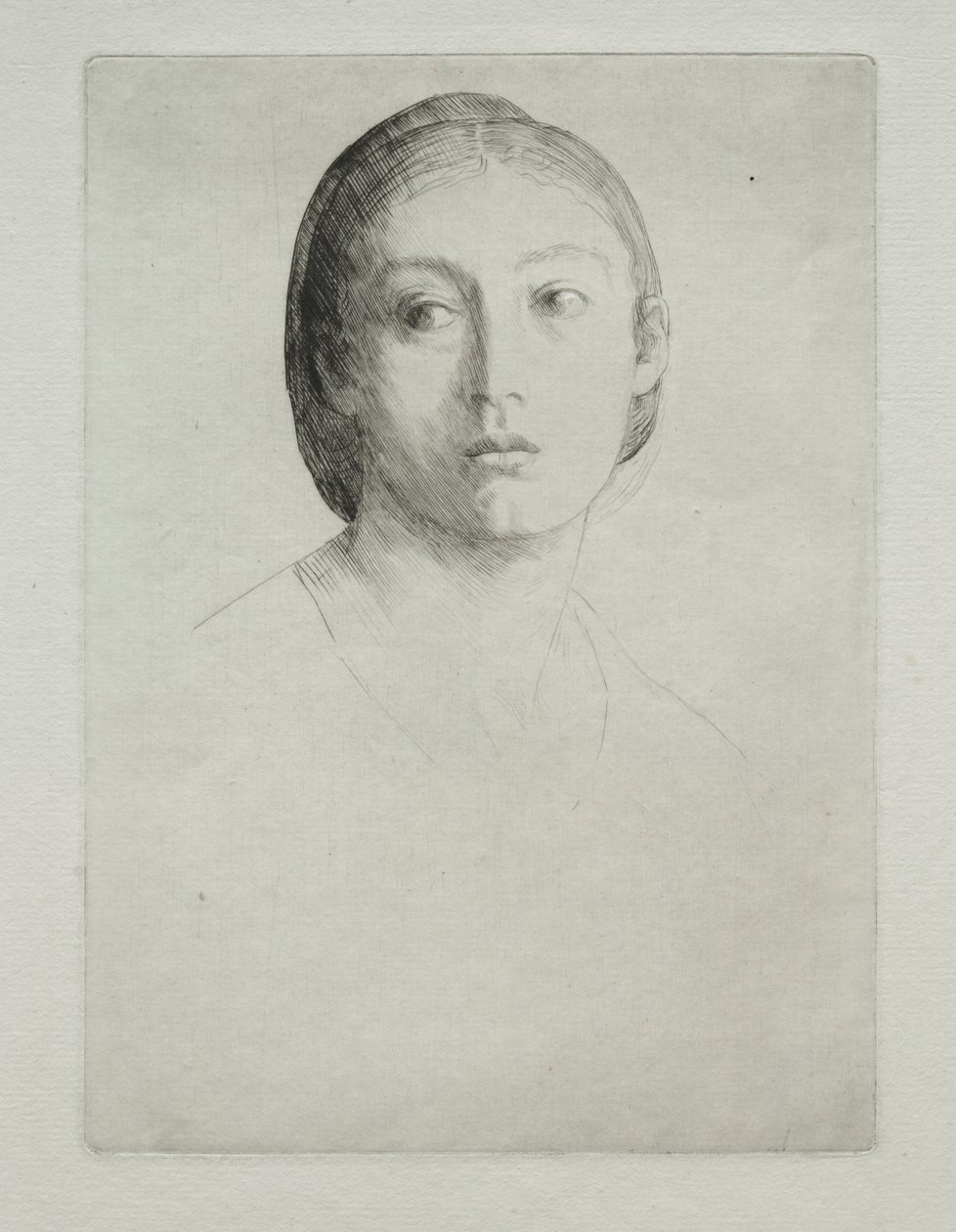 Hoofd van een jong meisje door Alphonse Legros