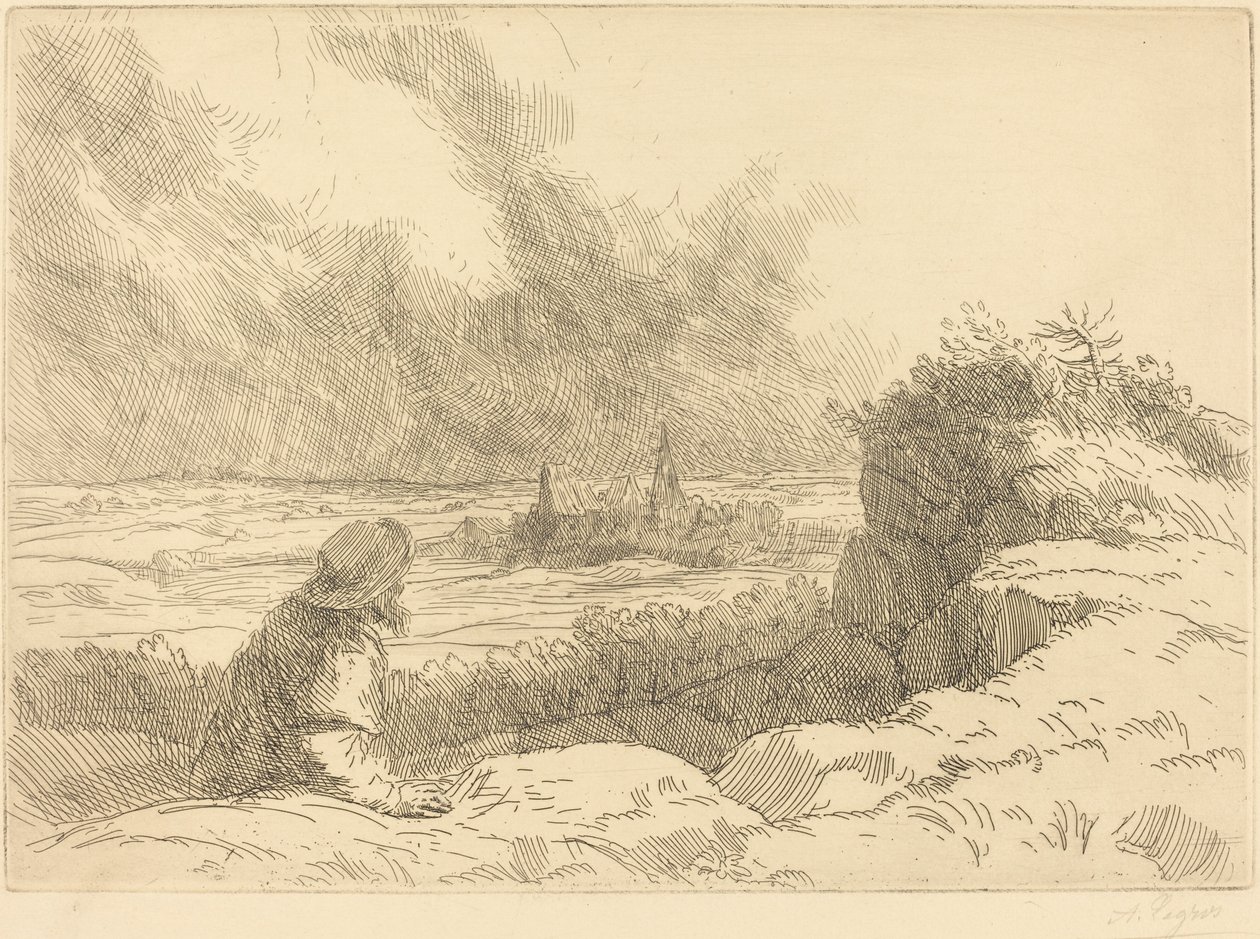 Landschap door Alphonse Legros