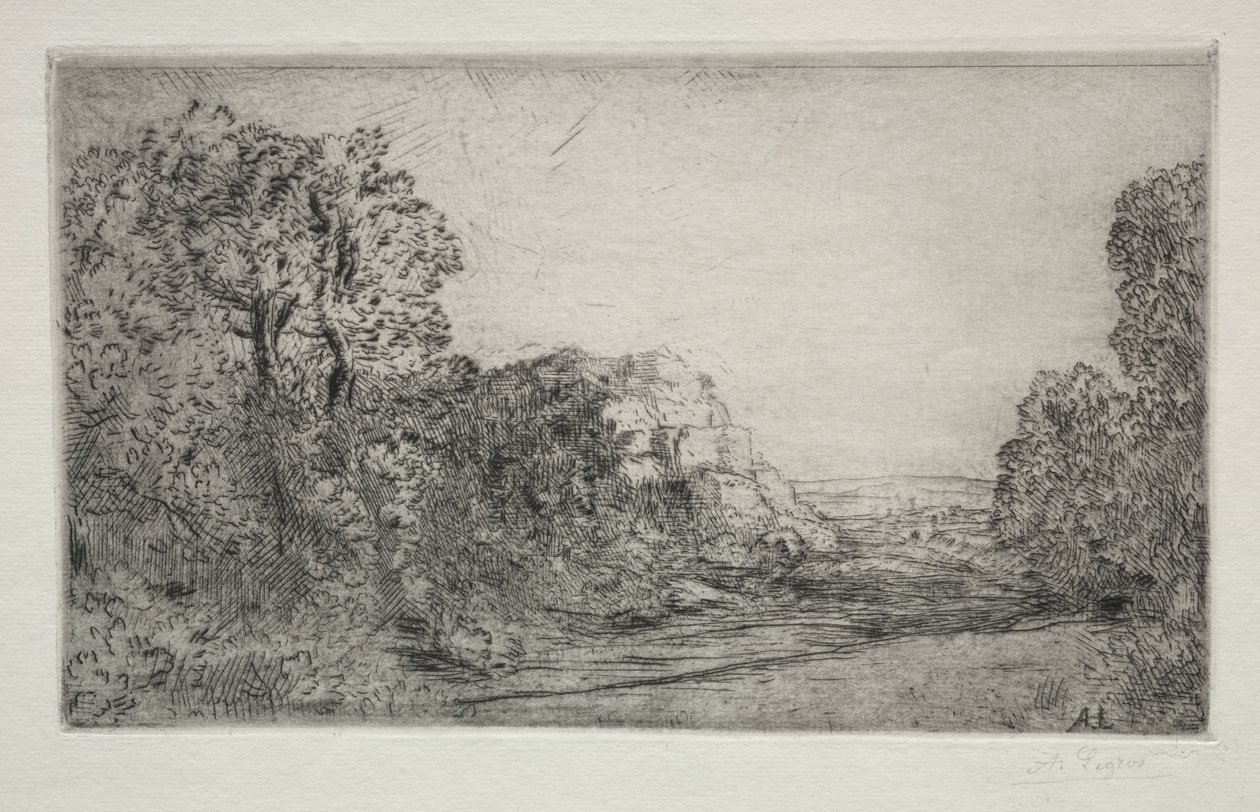 Landschap: Zonsopgang door Alphonse Legros
