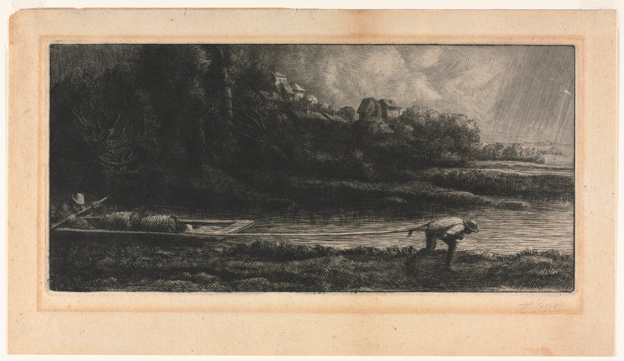 Het Landschap bij de Boot door Alphonse Legros