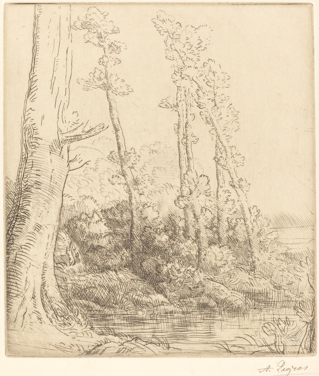 Kleine Vijver door Alphonse Legros