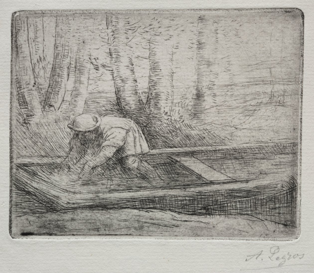 Man in een punter door Alphonse Legros