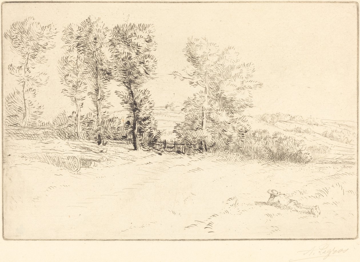 Weide in Zonneschijn door Alphonse Legros