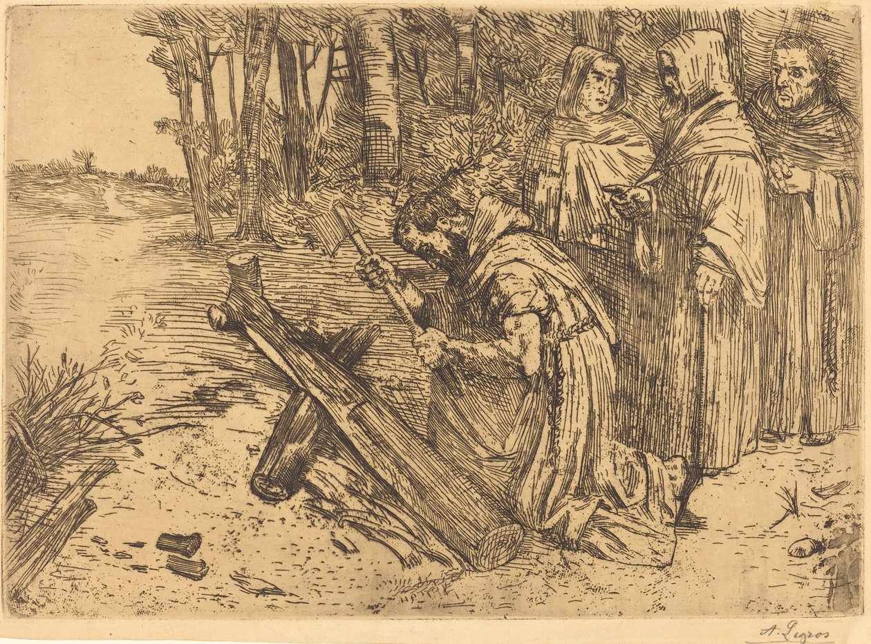 Monniken hakken hout Les moines bucherons door Alphonse Legros