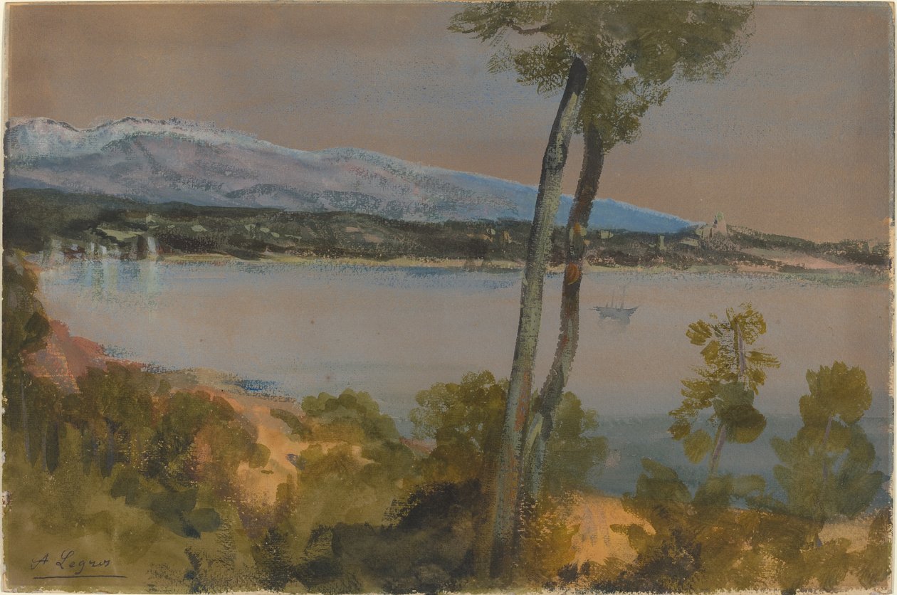 Bergen Gezien over een Meer door Alphonse Legros