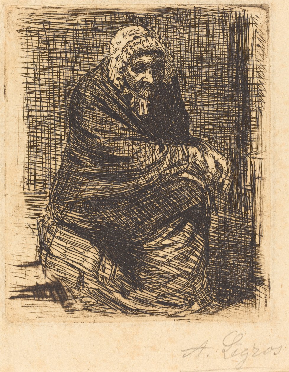 Oude Zittende Vrouw door Alphonse Legros