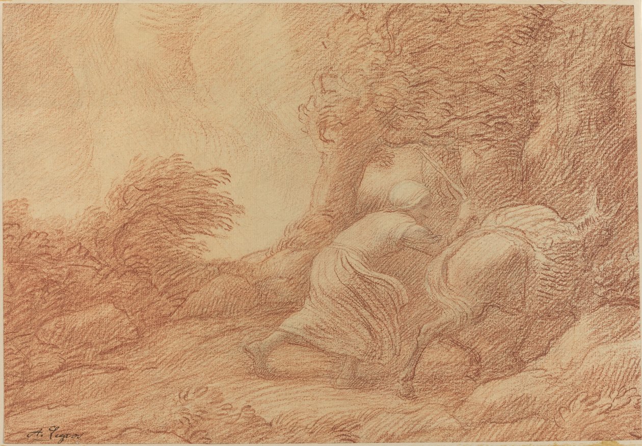 Boer en ezel door Alphonse Legros