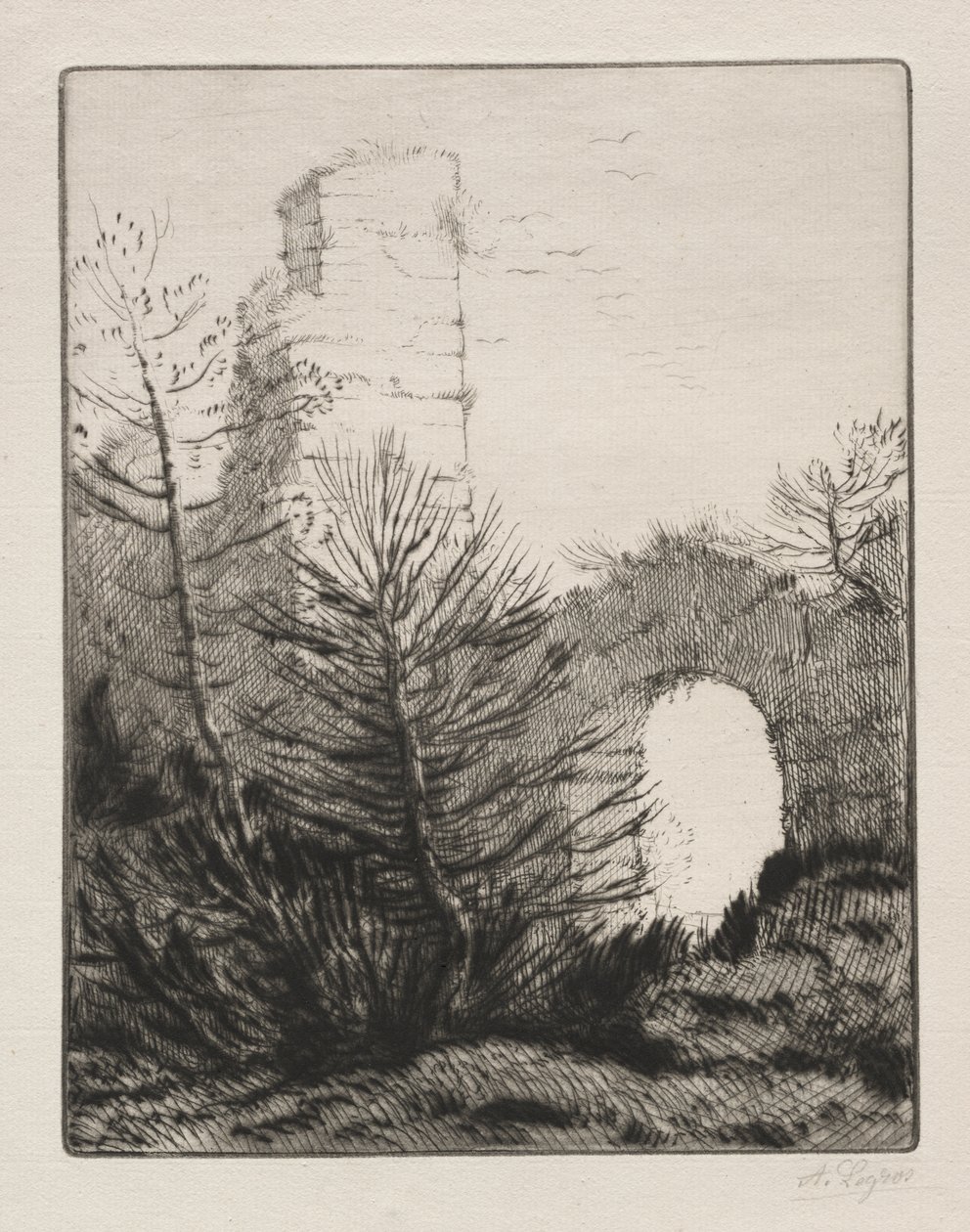 Ruïnes van een klooster door Alphonse Legros