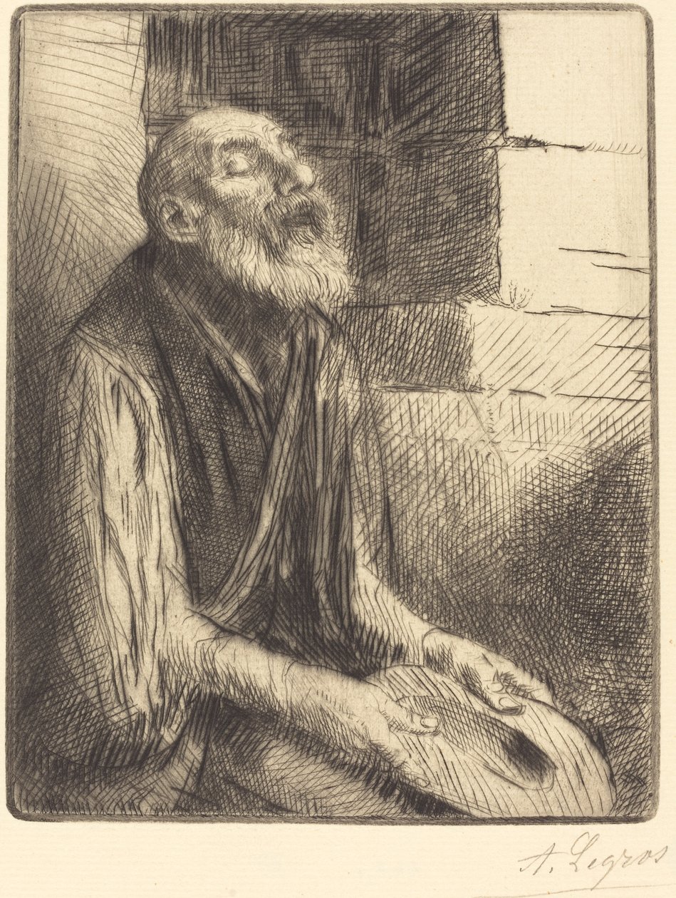 Zittende bedelaar (Mendiant assis) door Alphonse Legros