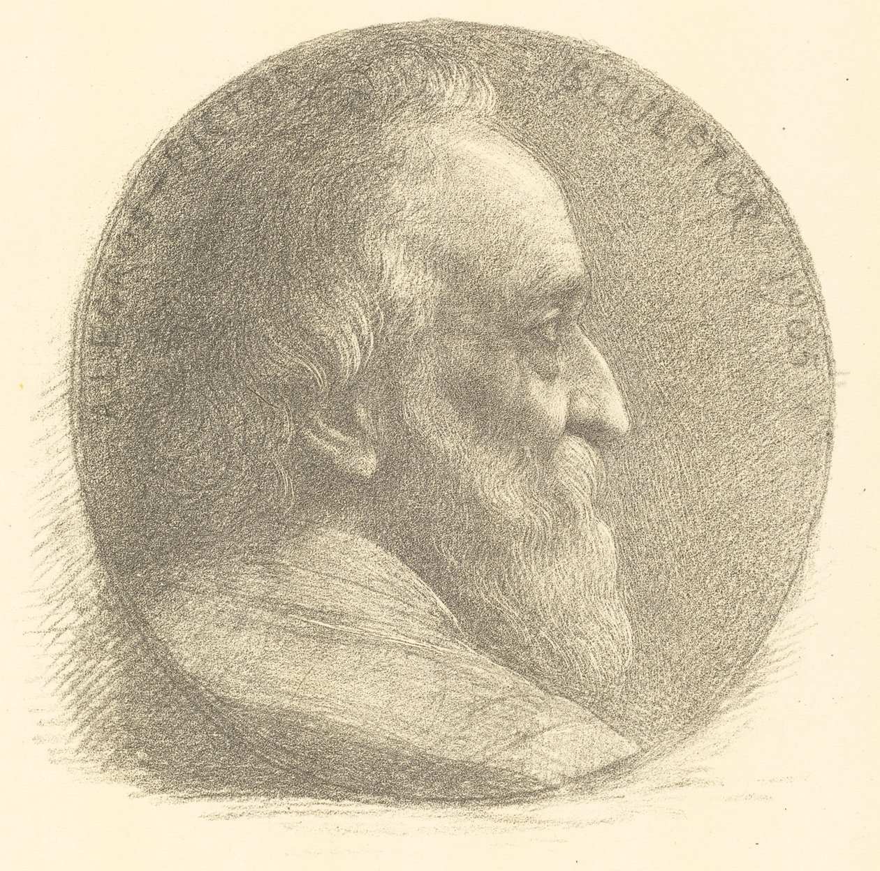 Zelfportret, medaillon, nr.1, 9e plaat, 1905 door Alphonse Legros