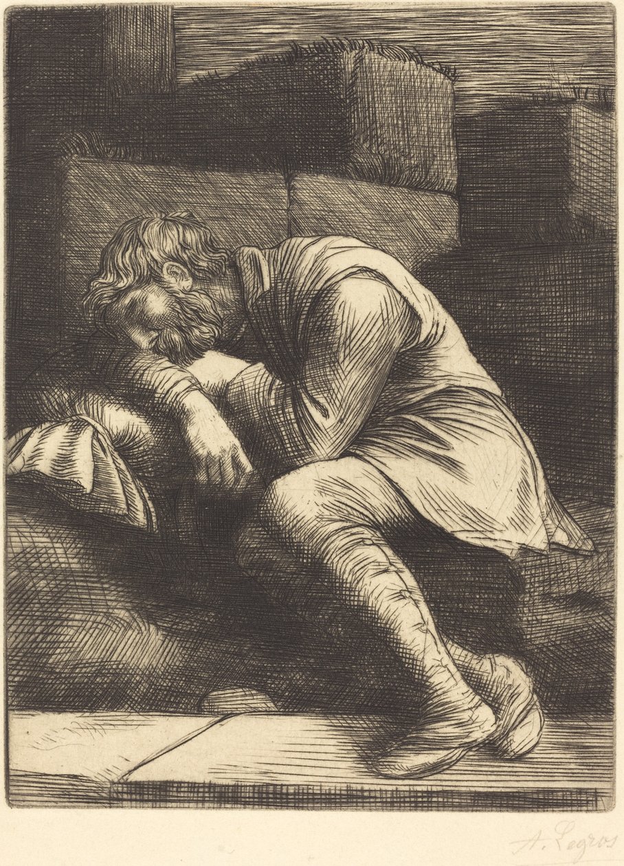 Slapende bedelaar door Alphonse Legros