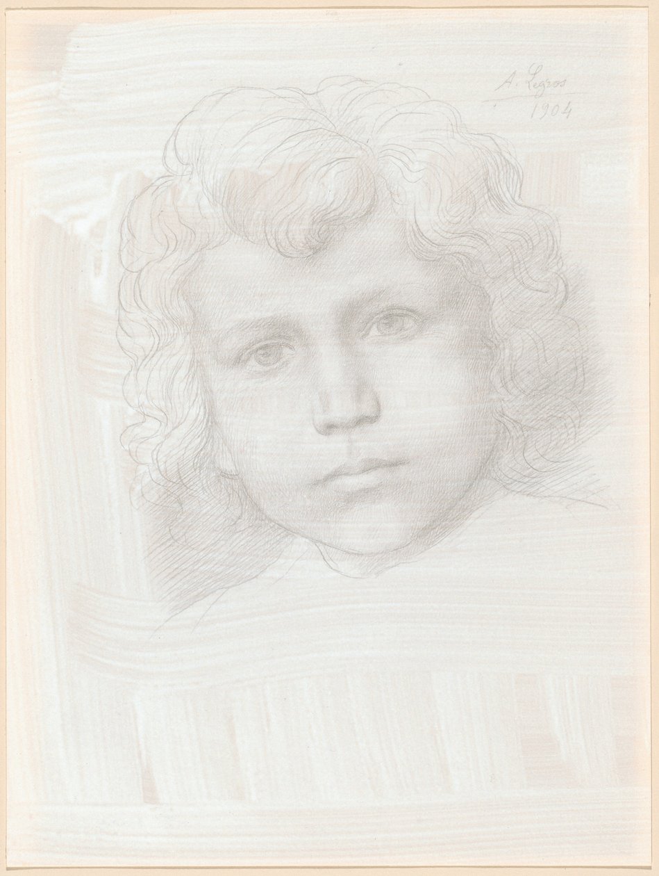 Studie van Cupido (hoofd van een meisje) door Alphonse Legros