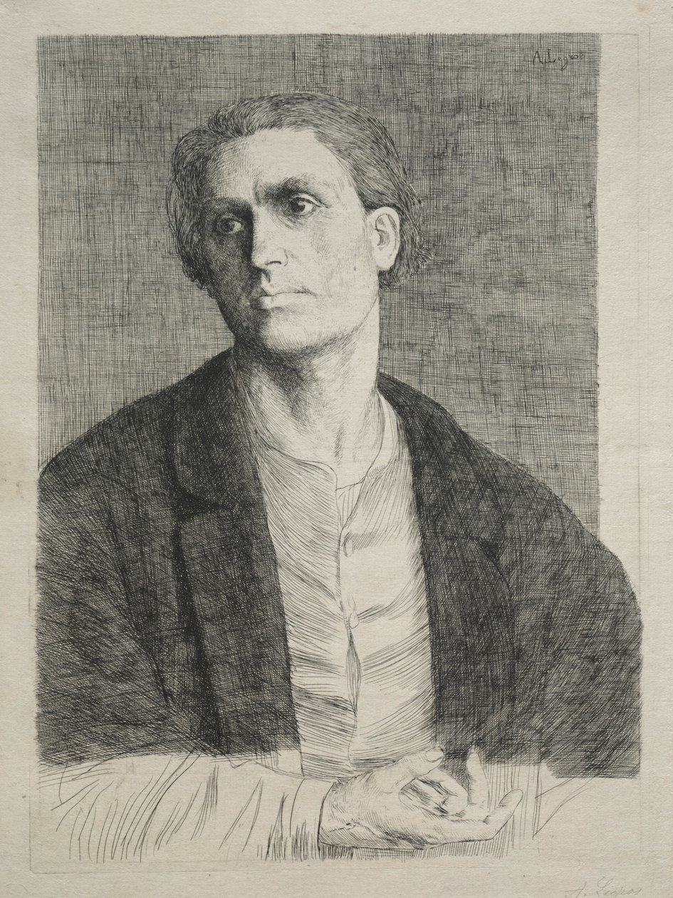 Studie van een mannenhoofd door Alphonse Legros