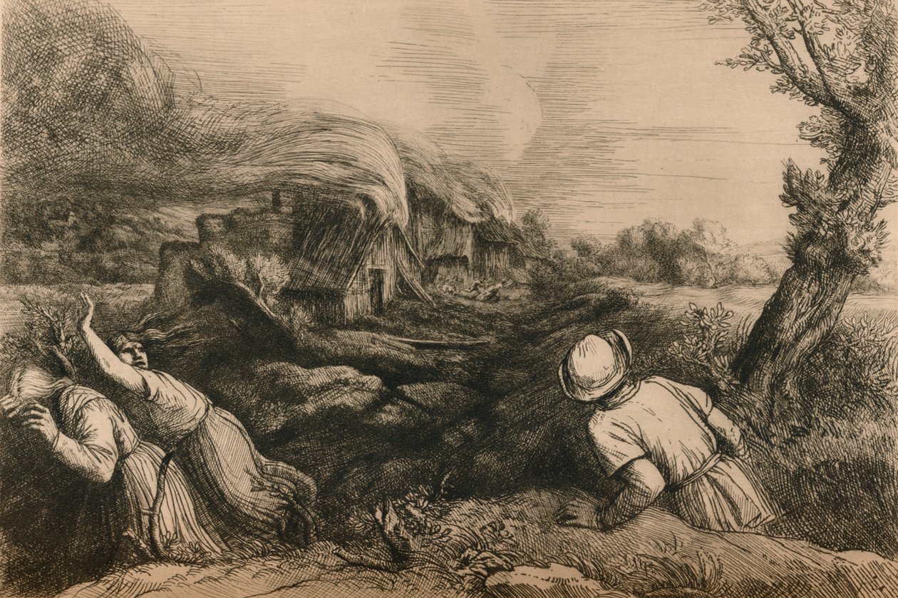 Het brandende dorp door Alphonse Legros