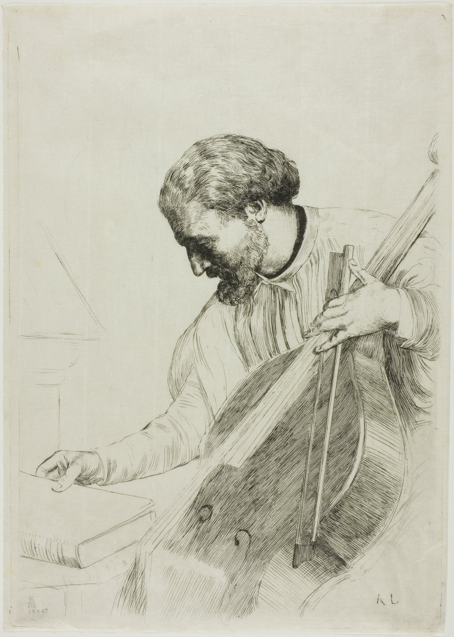 De contrabassist door Alphonse Legros