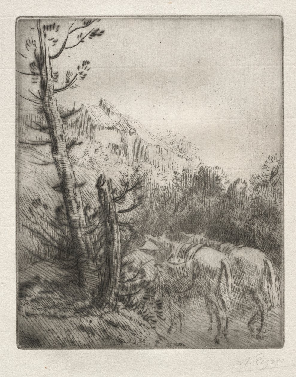 De boerderij op de heuvel door Alphonse Legros