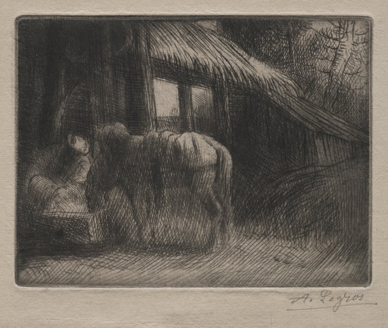 De drinkplaats 2e plaat door Alphonse Legros