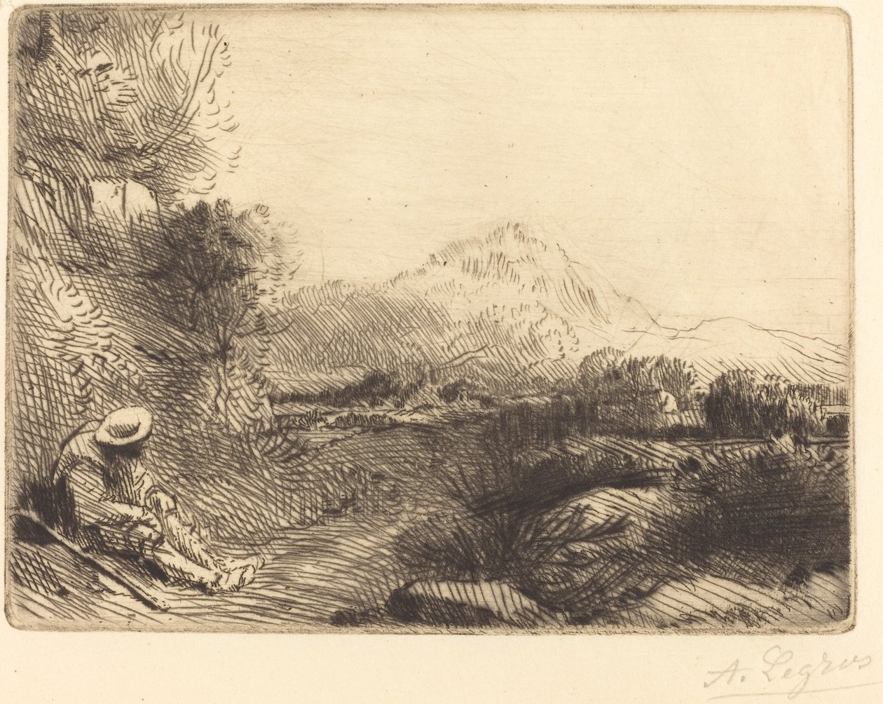 Reiziger Rustend door Alphonse Legros